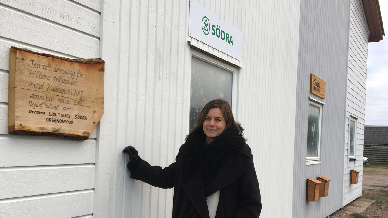 Isabella Lövin, vice statsminister vid Södras testvägg med certifierad målad panel, CMP.